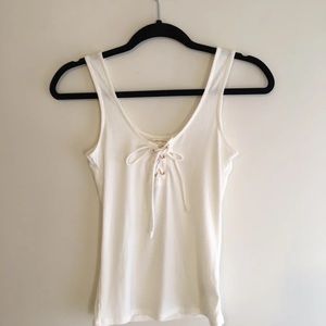 Aeropostale Lace Up White Tank Top Size XS